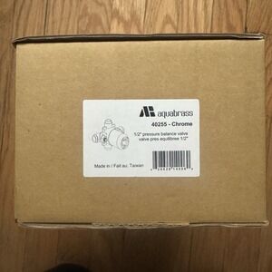 NEW AquaBrass 40255 Chrome 1/2 Pressure Balance Valve.
